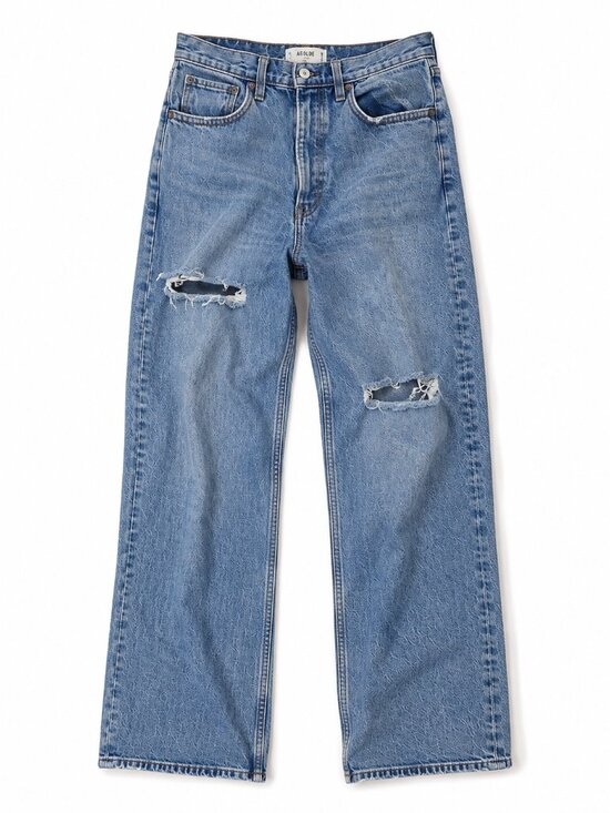 Abercrombie & Fitch Pants - Abercrombie & Fitch Straight Leg Distressed High Rise Blue Jeans Size 2S 26